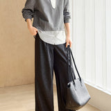 Casual Fake Two-Piece Hoodie With Striped Hem Splicing