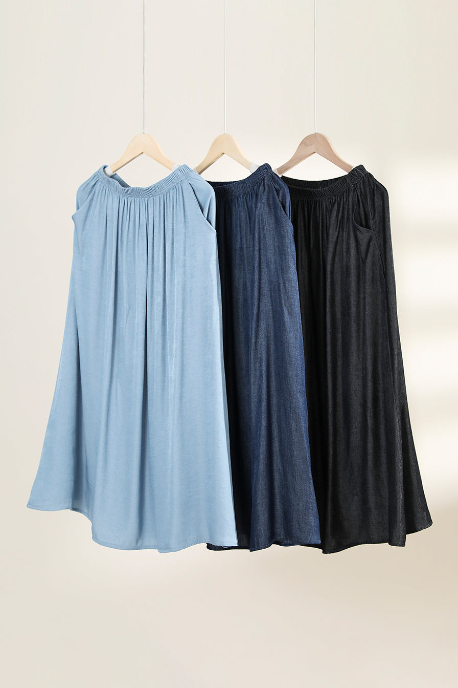 Aラインサイドポケットロングスカート　3色入 - liwisi