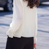 Exquisite Elegant V‑Neck Tie Beaded Long‑Sleeve Shirt