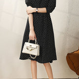 Elegant Vintage Polka Dot Ruffled Dress