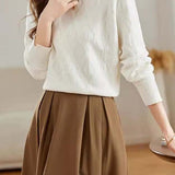 Bottle Neck Ruffled Decor Rib Hem Knit