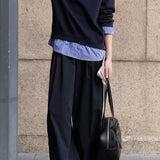 Casual Fake Two‑Piece Lapel Plaid Shirt Spliced Sweatshirt