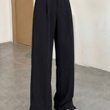 Casual Commuter Draped Straight Wide-Leg Suit Trousers