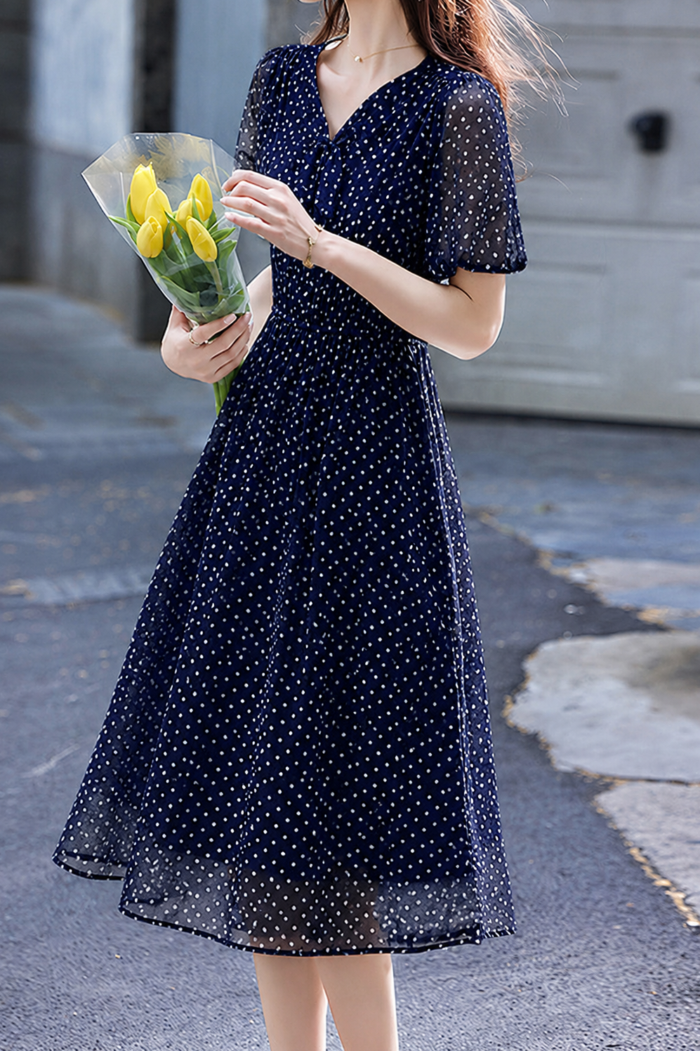 elegant polka dot dresses Blue Zone | print strappy dress Boning in bodice Ann Taylor Polka Dot Maxi