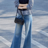Elegant Commuter Fake Two‑Piece Crew Neck Plaid Long‑Sleeve Shirt