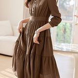 Casual Office Textured High-Waisted Dress