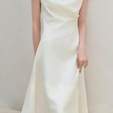 Elegant Commuter Off-The-Shoulder Capped Sleeve Waist-Cinched Dress