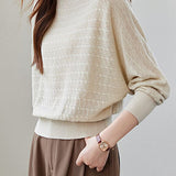 Elegant Off-Shoulder Batwing Long Sleeve Knit Top