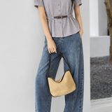 Casual Commuter Vertical Striped Shirt With Matching Belt