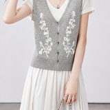 Casual Knit Vest Spliced V-neck T-shirt