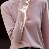 Casual Half Zip Finger Hole T-Shirt