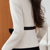 Elegant Commuter Crew Neck Bow Long‑Sleeve Coat