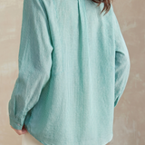 French Commuter Striped Button Front Blouse