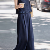 Casual Ruffled Sleeveless And Wide-Leg Pants Two-Piece Set