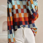Turtle Neck Check Knit Top - liwisi