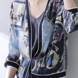 V-Neck Flower Print Short Sleeve Cardigan