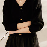 V-Neck Button Detail Knit Top