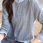 Early Autumn Striped Ruffled Knit Top - liwisi