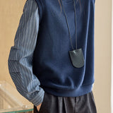 Casual Crew Neck Fake‑Two‑Piece Spliced Long‑Sleeve Sweatshirt