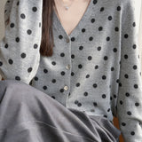 Elegant Commuter Polka Dot Print Tencel Long-Sleeve Knit Top