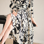 Stylish Printed Waist-Cinched Dress - liwisi