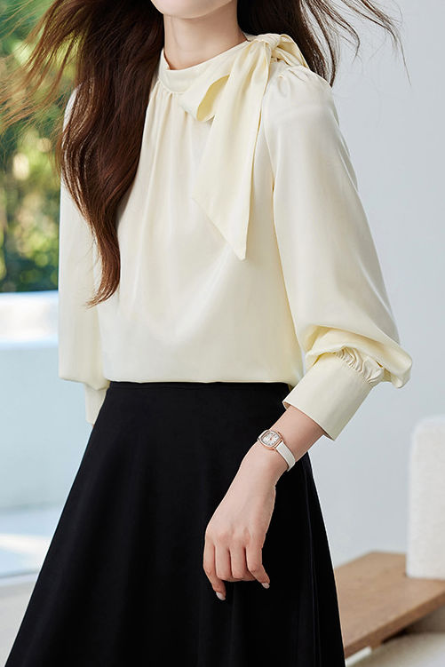 Elegant Stand Collar Bow Shirt - liwisi