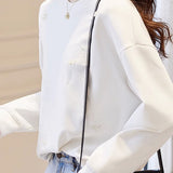 Plain Ginkgo Leaf Embroidered Beaded Sweatshirt - 2 Colors Available