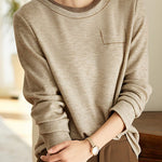 Casual Minimalist Color-Block Long-Sleeve T-Shirt - liwisi