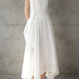 Minimalist Commuter Off-The-Shoulder Irregular Hem Dress