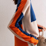 Round Neck Bi-Color Slit Knit