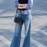Elegant Commuter Fake Two‑Piece Crew Neck Plaid Long‑Sleeve Shirt