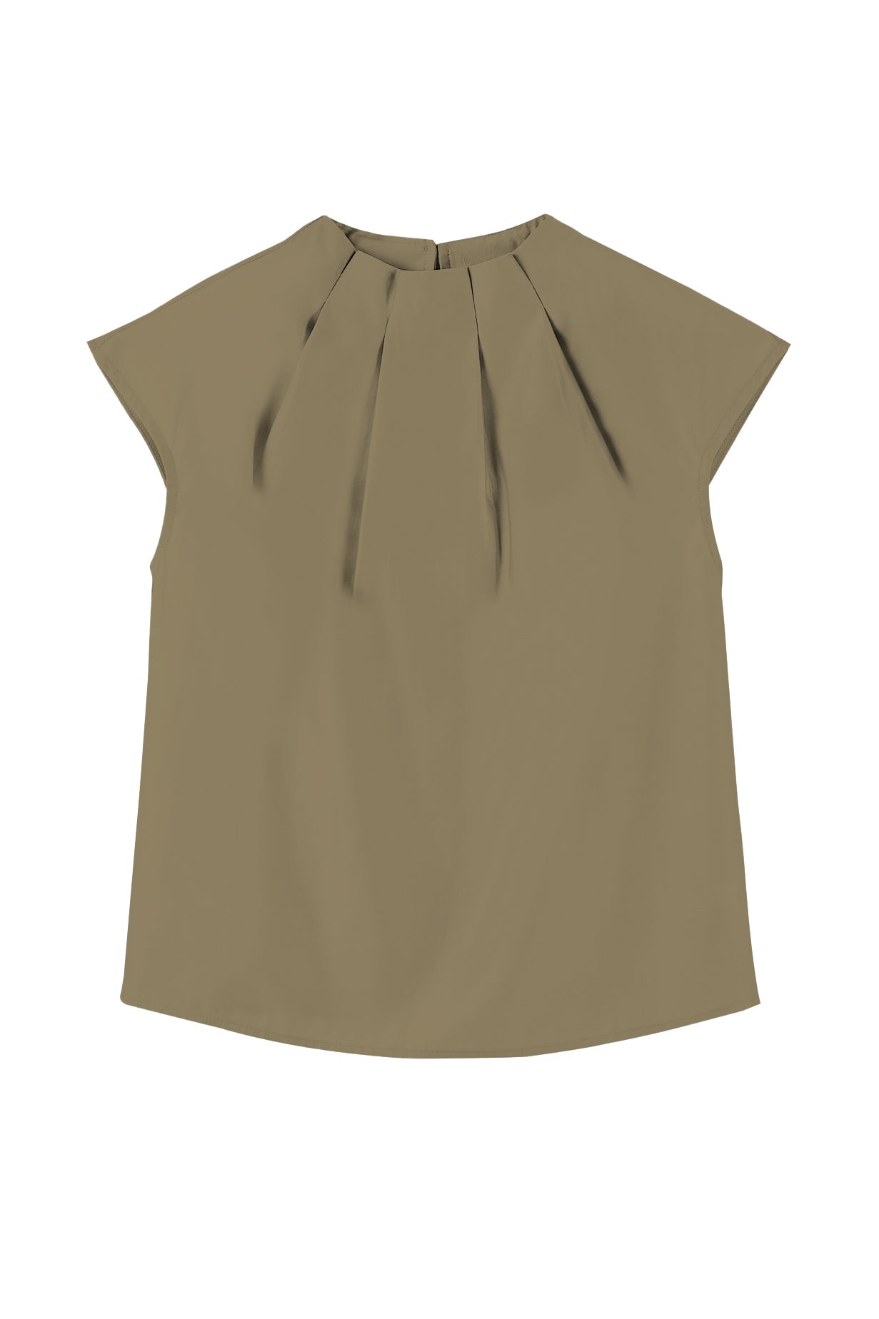 ノーカラータックフレンチスリーブブラウス　2色入 - liwisi