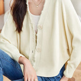 Casual Batwing Sleeve Fringed Knit Cardigan
