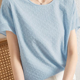 Temperament Polka Dot Jacquard Texture Short Sleeve T-Shirt