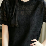 Elegant Hollow Out Short-Sleeve Knit Top