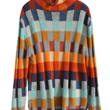 Turtle Neck Check Knit Top - liwisi