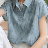Temperament Commuter Ink Wash Drop Shoulder Shirt
