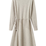 Off Neck Drawstring Flare Knit Dress - 3 Colors Available - liwisi