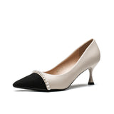 Pearl-pointed mid-heel high heels