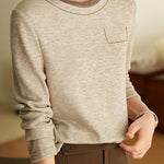 Casual Minimalist Color-Block Long-Sleeve T-Shirt - liwisi