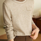 Casual Minimalist Color-Block Long-Sleeve T-Shirt - liwisi