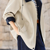 Casual Hooded Color Block Spliced Mid-Length Trench Coat