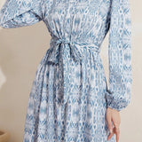 Round Neck Printed Maxi Prairie Dress