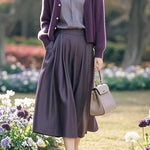 Casual Knit Cardigan, Shirt & Skirt Three-Piece Set - liwisi