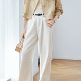Casual Commuter Cropped Thin Long-Sleeve Cargo Jacket With Stand Collar & Double Patch Pockets
