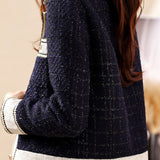 Stand Collar Glitter Decor Jacket with Lining