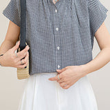 Temperament Ruffled Plaid Short Sleeve Shirt