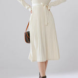 Bottle Neck Pleated Docking Knit Dress - 2 Colors Available