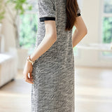 Skipper Collar Logo Embroidered Shift Dress