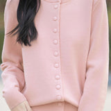 Elegant Commuter Loose Hooded Knit Cardigan With Round Buttons